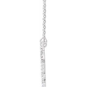 Platinum .08 CTW Natural Diamond Heart Key 16 1/2" Necklace