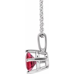 14K White 5 mm Natural Ruby Solitaire 16-18" Necklace 87124:6099:P