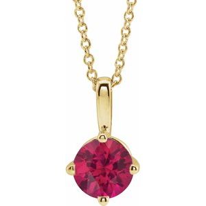 14K Yellow 5 mm Natural Ruby Solitaire 16-18" Necklace 87124:6115:P