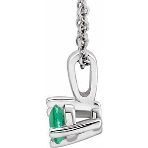 Platinum 4 mm Natural Emerald Solitaire 16-18" Necklace 87124:6062:P