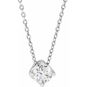 14K White 3/4 CT Natural Diamond Solitaire 16-18" Necklace 86993:6100:P