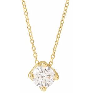 14K Yellow 3/4 CT Natural Diamond Solitaire 16-18" Necklace 86993:6101:P