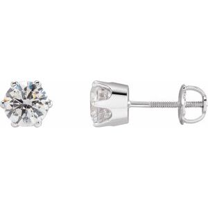 14K White 6 mm Imitation White Cubic Zirconia Stud Earrings