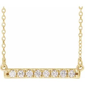 14K Yellow 1/4 CTW Natural Diamond French-Set Bar 18" Necklace