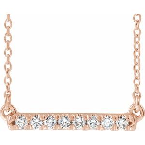 14K Rose 1/8 CTW Natural Diamond French-Set Bar 18" Necklace