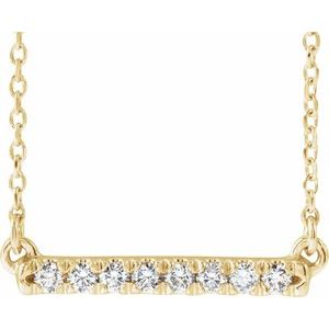 14K Yellow 1/8 CTW Natural Diamond French-Set Bar 18" Necklace