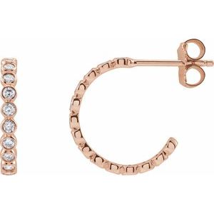 14K Rose 3/8 CTW Lab-Grown Diamond Huggie Earrings