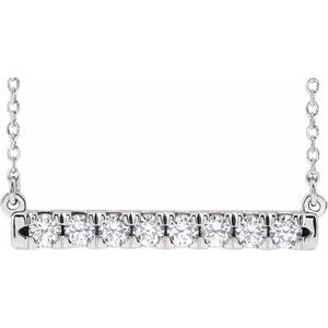 Platinum 1/2 CTW Natural Diamond French-Set Bar 16" Necklace