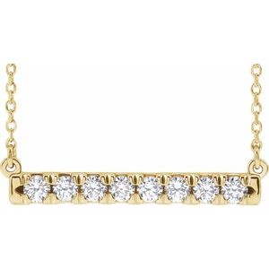 14K Yellow 1/2 CTW Natural Diamond French-Set Bar 18" Necklace