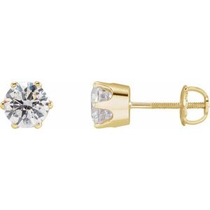 14K Yellow 6 mm Imitation White Cubic Zirconia Stud Earrings