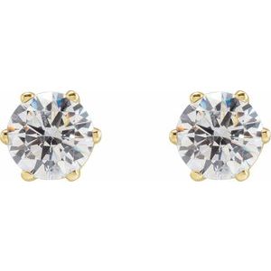 14K Yellow 6 mm Imitation White Cubic Zirconia Stud Earrings