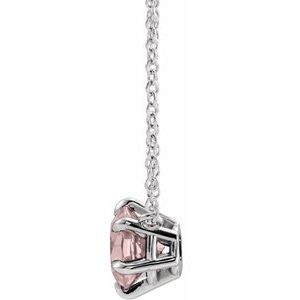 Platinum Natural Pink Morganite Solitaire 18" Necklace