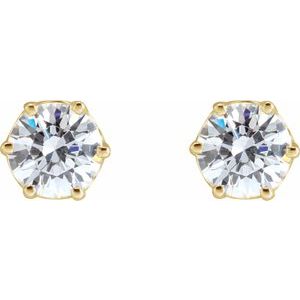 14K Yellow 4.4 mm Imitation White Cubic Zirconia Stud Earrings