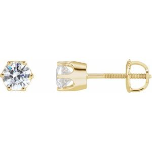 14K Yellow 4.4 mm Imitation White Cubic Zirconia Stud Earrings