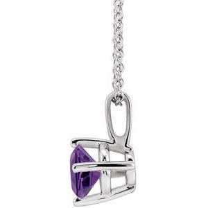 14K White 6 mm Natural Amethyst Solitaire 16-18" Necklace 87124:6170:P