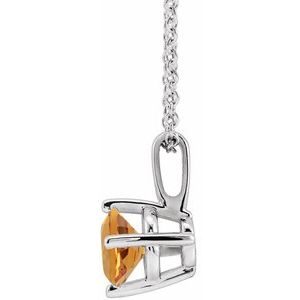 14K White 5 mm Natural Citrine Solitaire 16-18" Necklace 87124:6094:P