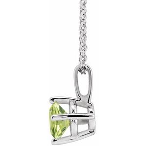 14K White 5 mm Natural Peridot Solitaire 16-18" Necklace 87124:6097:P