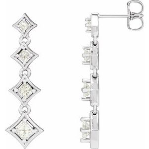 18K White 1/3 CTW Natural Diamond Journey Earring