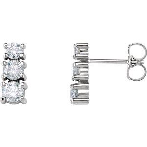 14K Yellow 7/8 CTW Diamond Three-Stone Earrings