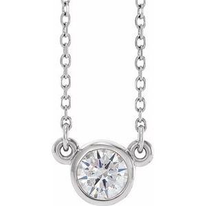 14K White 1/3 CT Natural Diamond Solitaire 18" Necklace